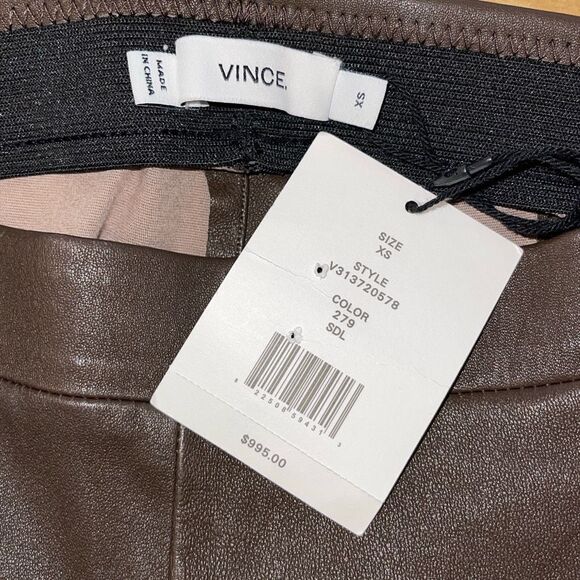 Vince Womens Lamb Leather Slim Ankle Zip Low Rise Legging Pants Brown XS NWT $99 - Picture 8 of 14